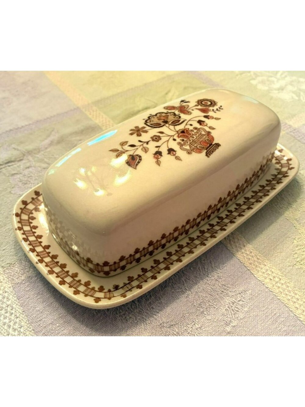Vintage Butter Dish Johnson Brothers Staffordshire Old Granite Jamestown JH1853